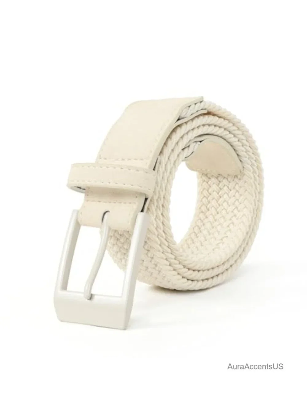 Men's Stretch Golf Belt Braided Elastic Polyester Blend Buckle Casual